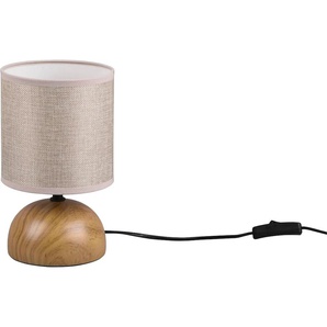 TRIO Leuchten Tischlampe »Luci«, Keramik Tischleuchte in Holzoptik, mit Stoffschirm, für Leuchtmittel 1 x E14
