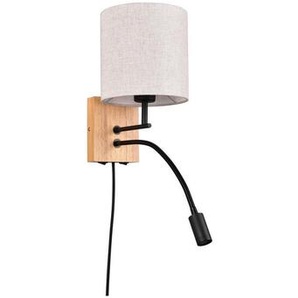 Trio Leuchten Wandleuchte Nilam, Braun, Weiß, Holz, Textil, 30 cm, Lampen & Leuchten, Innenbeleuchtung, Spots & Strahler, Wandstrahler