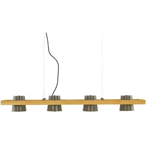 Trio Pendelleuchte  4-flammig  Nickel antik mit Pinienholz   ¦ holzfarben ¦ Maße (cm): B: 100 H: 150 T: 21.0