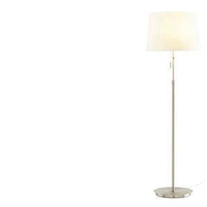 Trio Stehleuchte  3-flammig  Nickel-matt  Stoffschirm weiß   ¦ silber ¦ Maße (cm): H: 180  Ø: 46.3