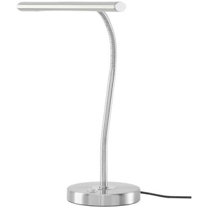 Trio Tischleuchte  1-flammig  Nickel-matt mit Schwanenhals   ¦ silber ¦ Maße (cm): H: 35