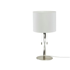 Trio Tischleuchte NIckel matt mit Stoffschirm - silber - Materialmix - 62 cm - 30.0 | Möbel Kraft