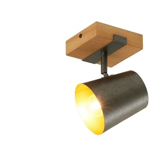 Trio Wand-/Deckenstrahler 1-flammig  Nickel-antik  Bell ¦ holzfarben ¦ Maße (cm): B: 11 H: 11 T: 23.2