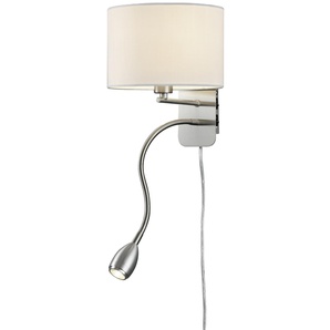 TRIO Wandleuchte Hotel 271170201 Nickel matt, Schirm weiß, 1 x 3,1W LED, 310 lm, 3000K, 1 x E14