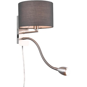 TRIO Wandleuchte Hotel 271170211 Nickel matt, Schirm grau, 1 x 3,1W LED, 310 lm, 3000K, 1 x E14