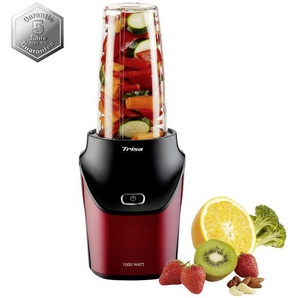 Trisa Electronics Smoothie, Rot, Schwarz, Kunststoff, 1 L, 18x20.5x16 cm, RoHS, abnehmbare Klingen, abnehmbarer Mixbehälter, rutschfeste Füße, Smoothie-Funktion, Ice-Crush-Funktion, BPA-frei, gummierte Saugfüße, Soft-Touch-Deckel, einfache Reinigung,