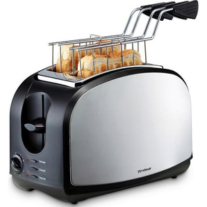 Trisa Electronics Toaster, Schwarz, Kunststoff, 17x19.4x28.5 cm, RoHS, Fsc, Reach, Krümelschublade, Auftaufunktion, Aufwärmfunktion, Küchengeräte,