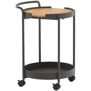 Trolley Beistelltisch  Alu-Gestell pulverbe. graphite, teak