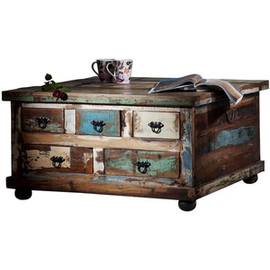 Truhentisch Couchtisch Seaside Massivholz, Metall Recycletes Holz Shabby Chic Indien Indisch
