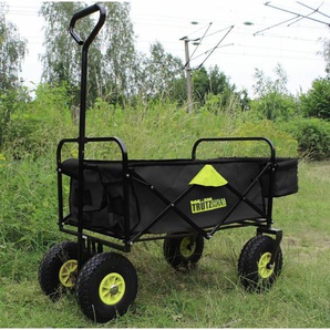 Trutzholm ® - Bollerwagen faltbar mit Vollgummi Rädern, Hecktasche und Teleskopgriff schwarz/grün Falt-Bollerwagen