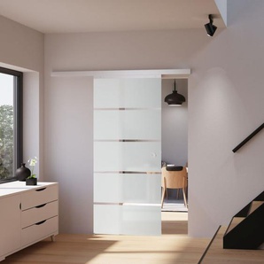 Tür Schiebetür Glas Blockstreifen 775 x 2035 Zimmertür Glasschiebetür - Griffmuschel