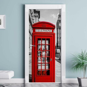 Türaufkleber Klassische rote Telefonzelle London