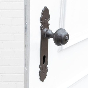 Türbeschlag mit Knauf für Haustüren, Knauf - feststehend | PZ92 | Eisen braun