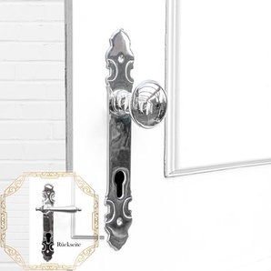 Türbeschlag mit Türklinke und Knauf für Haustüren- Drehbar | PZ92 | Nickel glanz