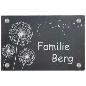 Türschild aus Natur Schiefer 300x200 mm inkl. Beschriftung Flowerino