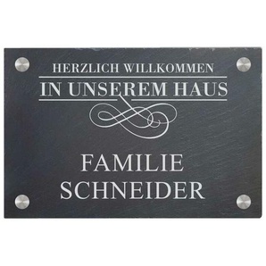 Türschild aus Natur Schiefer 300x200 mm inkl. Beschriftung Zuhause