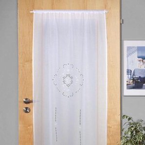 Türvorhang HOME WOHNIDEEN ALEGRA Gardinen Gr. 180 cm, Stangendurchzug, 90 cm, weiß Bistrogardine Fertiggardine Gardine Plissee Scheibengardine Sonnenschutz-Plissee Scheibengardinen halbtransparent