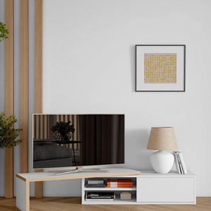 TV-Bank TEMAHOME Move Sideboards Gr. B/H/T: 110 cm x 32 cm x 35 cm, weiß (eichefarben, weiß) TV-Sideboards ausziehbar auf bis zu 203 cm, mit schöner Schiebetür