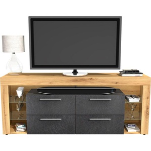 TV-Board FMD Vibio Sideboards Gr. B/H/T: 180 cm x 72,7 cm x 41,3 cm, 4, schwarz (artisan eiche, matera) TV-Lowboards