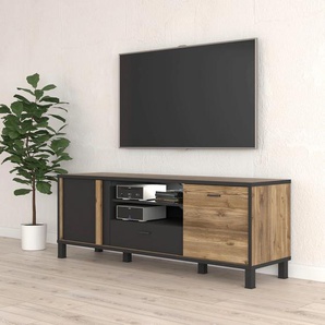 TV-Board FORTE Hayato Sideboards Gr. B/H/T: 154,5 cm x 56,4 cm x 42 cm, 1, beige (schwarz, alpine kiefer) TV-Lowboards