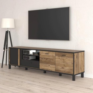 TV-Board FORTE Hayato Sideboards Gr. B/H/T: 199,2 cm x 56,4 cm x 42 cm, 1, beige (schwarz, alpine kiefer) TV-Lowboards
