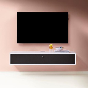 TV-Board HAMMEL FURNITURE Mistral Fernsehschrank, Medienmöbel, Hängend Sideboards Gr. B/H/T: 133 cm x 23 cm x 32,5 cm, schwarz-weiß (weiß lackiert, schwarz stoff) TV-Lowboards