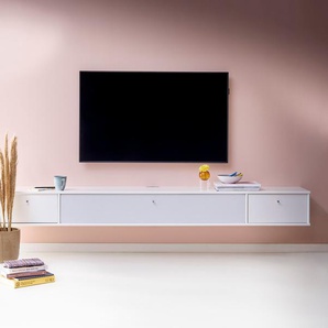 TV-Board HAMMEL FURNITURE Mistral Fernsehschrank, Medienmöbel, Hängend Sideboards Gr. B/H/T: 220 cm x 23 cm x 32,5 cm, glat, 2, weiß (weiß lackiert, stoff weiß) TV-Lowboards