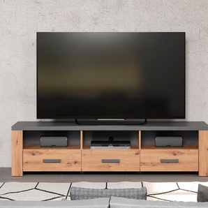 TV-Board HOME AFFAIRE Ambres Sideboards Gr. B/H/T: 180 cm x 43 cm x 43 cm, 3, braun (artisan eiche melamin) TV-Lowboards