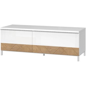 TV-Board HOME AFFAIRE Avis Sideboards Gr. B/H/T: 132 cm x 46 cm x 45 cm, weiß (crystal white, pacific walnut) TV-Lowboards UV lackiert, kratzfest, hochglänzend, Soft-Close Funktion