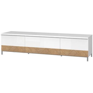 TV-Board HOME AFFAIRE Avis Sideboards Gr. B/H/T: 188 cm x 46 cm x 45 cm, weiß (crystal white, pacific walnut) TV-Lowboards UV lackiert, kratzfest, hochglänzend, Soft-Close Funktion