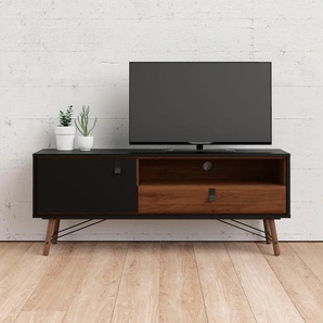 TV-Board HOME AFFAIRE Ry Sideboards Gr. B/H/T: 150,3 cm x 59,6 cm x 40,1 cm, 1, braun (schwarz matt, walnuss) TV-Lowboards mit 1 Tür, offenen Fach und Schublade
