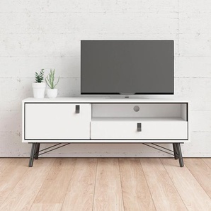 TV-Board HOME AFFAIRE Ry Sideboards Gr. B/H/T: 150,3 cm x 59,6 cm x 40,1 cm, 1, schwarz-weiß (weiß, schwarz matt) TV-Lowboards mit 1 Tür, offenen Fach und Schublade