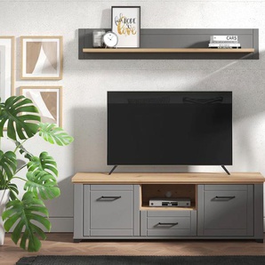 TV-Board HOME AFFAIRE Valencia Sideboards Gr. B/H/T: 147 cm x 47,5 cm x 41 cm, 1, grau (graphite grau, artisan eiche, mat) TV-Lowboards