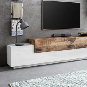 TV-Board INOSIGN Coro Sideboards Gr. B/H/T: 240 cm x 51,6 cm x 45 cm, weiß (weiß hochglanz, ahornfarben) TV-Lowboards