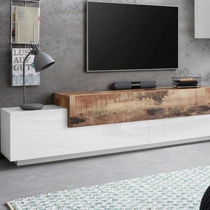 TV-Board INOSIGN Coro Sideboards Gr. B/H/T: 240 cm x 51,6 cm x 45 cm, weiß (weiß hochglanz, ahornfarben) TV-Lowboards Breite ca. 240 cm