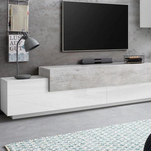 TV-Board INOSIGN Coro Sideboards Gr. B/H/T: 240 cm x 51,6 cm x 45 cm, weiß (weiß hochglanz, betonfarben) TV-Lowboards