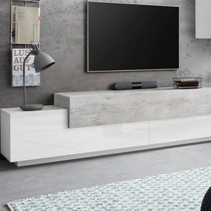 TV-Board TECNOS Coro Sideboards Gr. B/H/T: 240 cm x 51,6 cm x 45 cm, weiß (weiß hochglanz, betonfarben) TV-Lowboards