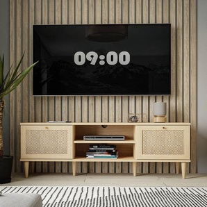 TV-Lowboard 160 cm Front: Rattan Korpus: Spanplatte, foliert Braun 160 x 58 x 41cm