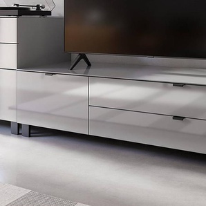 TV-Lowboard 165 cm Front: Glas Korpus: Spanplatte, foliert Grau/Grau 165 x 41 x 53cm