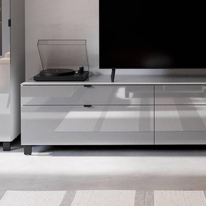 TV-Lowboard 220 cm Front: Glas Korpus: Spanplatte, foliert Grau/Grau 220 x 57 x 53cm