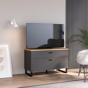 TV-Lowboard 95 cm Spanplatte, foliert Braun/Grau 95 x 58 x 41cm