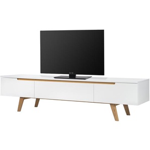 TV-Lowboard Korpus: MDF Mitteldichte Holzfaserplatte , lackiert Füße & Zierleiste: Massivholz Eiche, lackiert Weiß 180 x 45 x 42cm