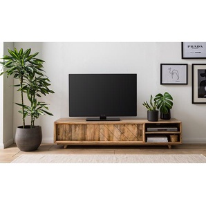 TV-Lowboard Ambalat Massivholz Mango, lackiert Braun 180 x 38 x 40cm