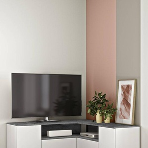 TV-Lowboard Angle 130 Spanplatte, beschichtet Weiß/Weiß/Beton Dekor 130 x 40 x 46cm
