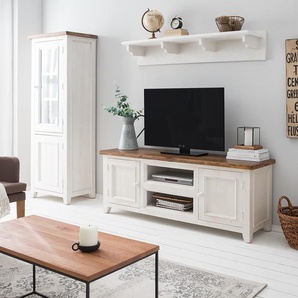 TV-Lowboard Massivholz Kiefer, lackiert Weiß/Weiß 160 x 60 x 45cm