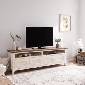TV-Lowboard Massivholz Kiefer, lackiert Weiß 196 x 60 x 42cm