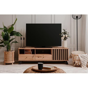 TV-Lowboard Bimeda Spanplatte MDF Mitteldichte Holzfaserplatte , beschichtet Braun 138 x 44 x 40cm