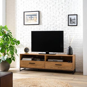 TV-Lowboard - Breite 160 cm Front & Korpus: Massivholz Akazie, lackiert Gestell: Metall, pulverbeschichtet Braun/Akazie Hellbraun 160 x 50 x