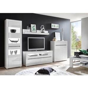 TV-Lowboard I MDF Mitteldichte Holzfaserplatte , beschichtet Weiß 150 x 63 x 42cm