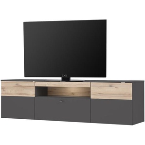 TV-Lowboard Spanplatte, beschichtet Grau/Beige 210cm
